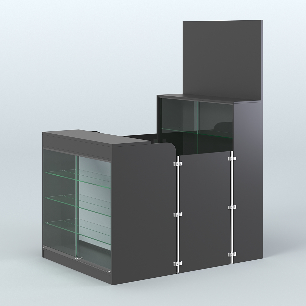 Мини павильон для торговли с полками и фасадным зеркалом СЛОТ №3 (2 кв.м) Черный