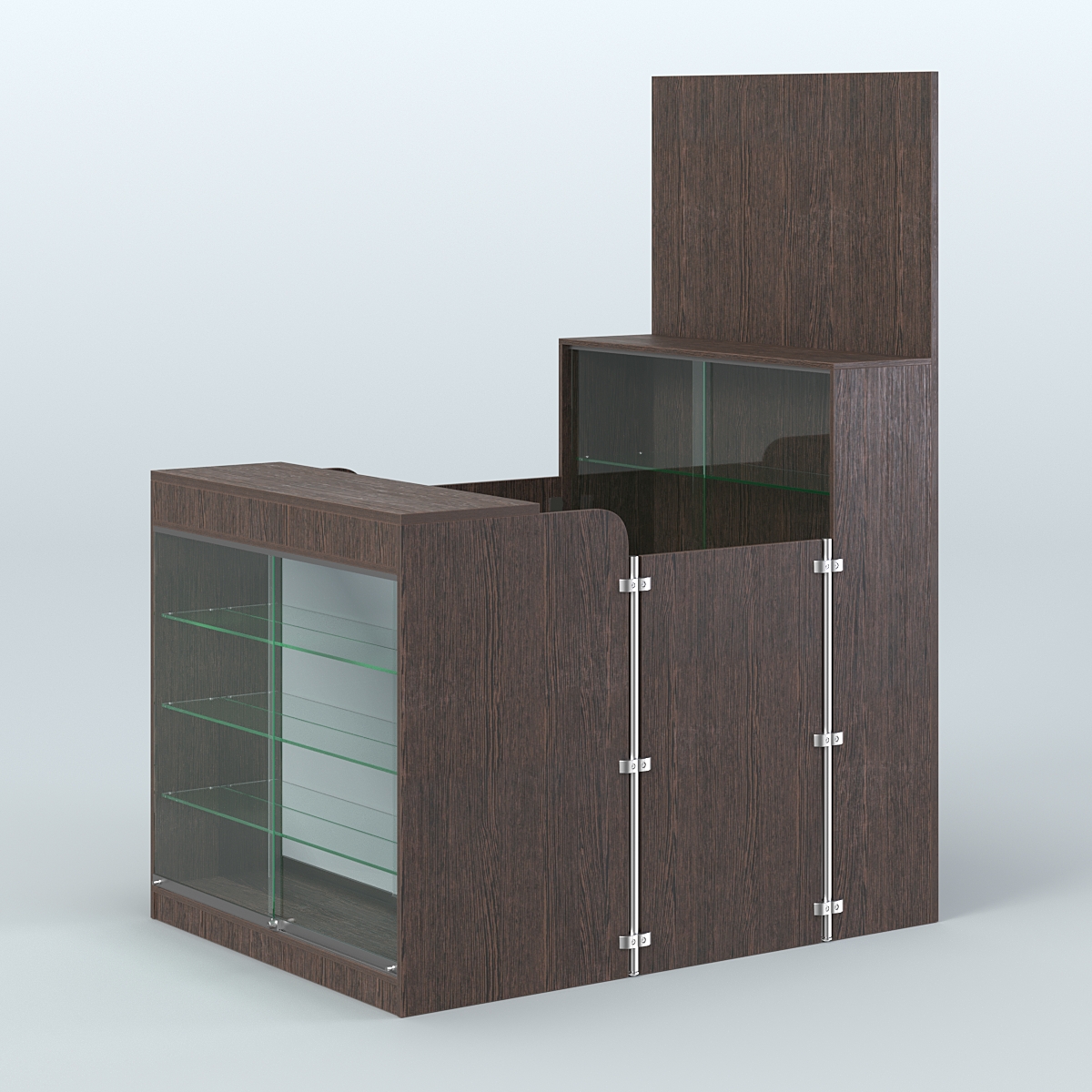 Мини павильон для торговли с полками и фасадным зеркалом СЛОТ №3 (2 кв.м) Дуб Венге