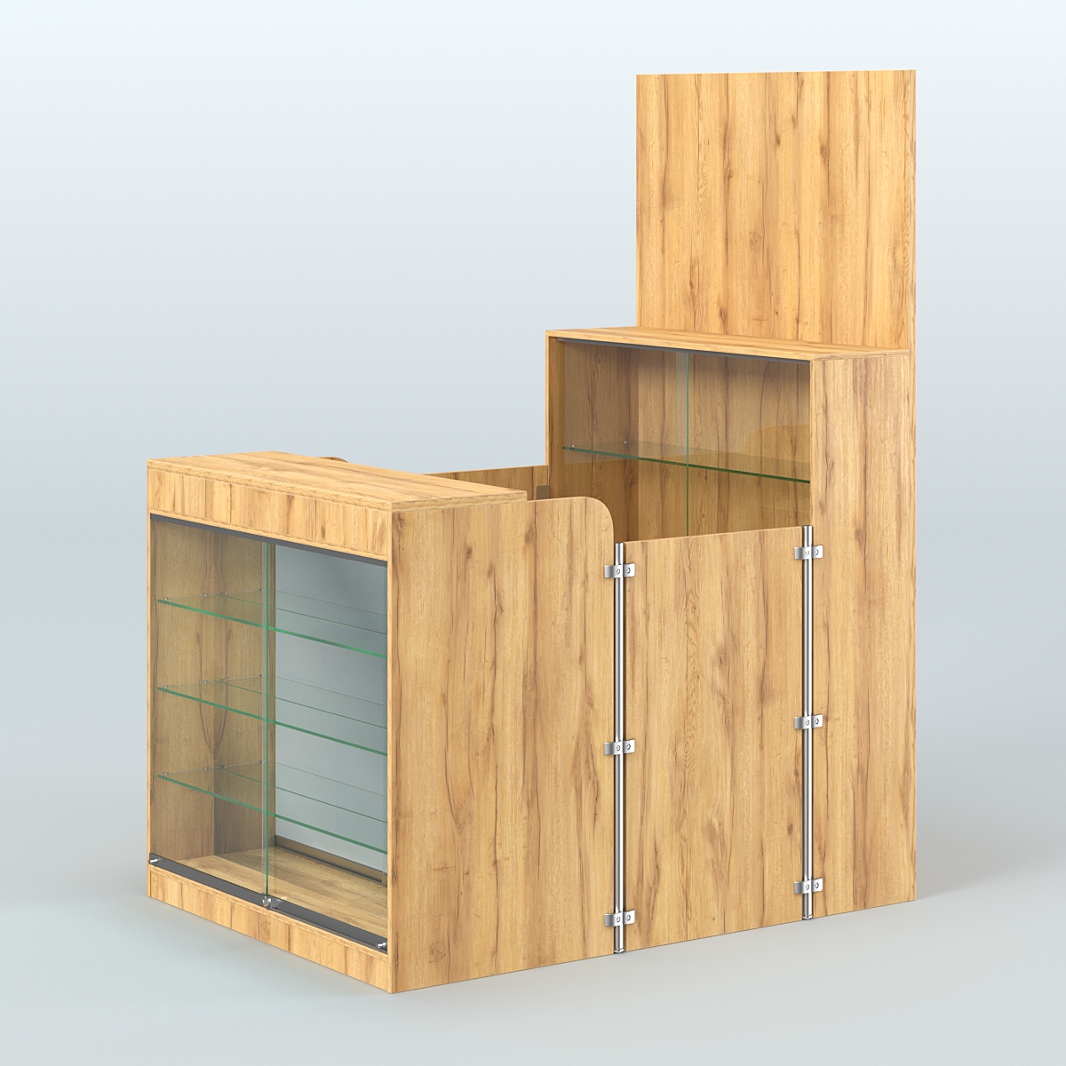 Мини павильон для торговли с полками и фасадным зеркалом СЛОТ №3 (2 кв.м) Дуб Золотистый