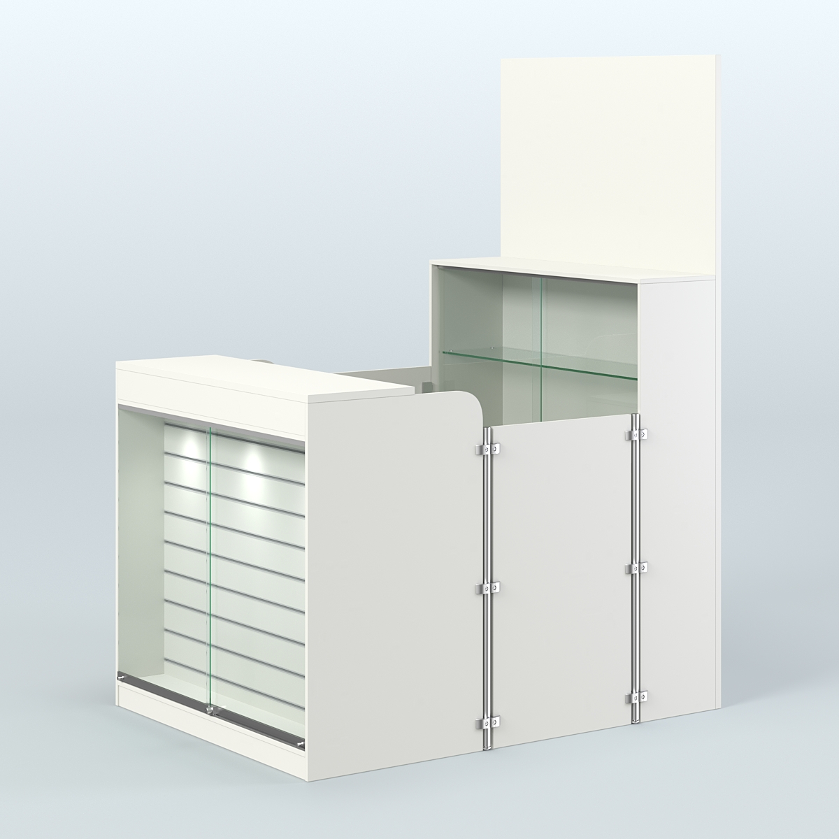 Мини павильон для торговли с застекленной фасадной эко-панелью СЛОТ №4 (2 кв.м) Белый