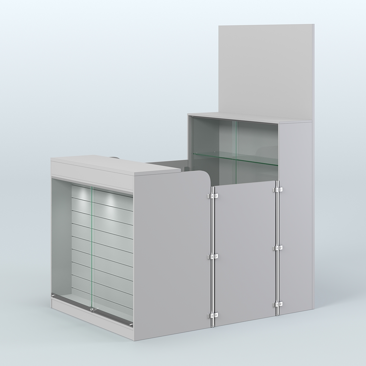 Мини павильон для торговли с застекленной фасадной эко-панелью СЛОТ №4 (2 кв.м) Серый