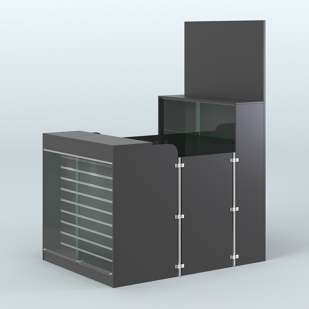 Мини павильон для торговли с застекленной фасадной эко-панелью СЛОТ №4 (2 кв.м) Черный