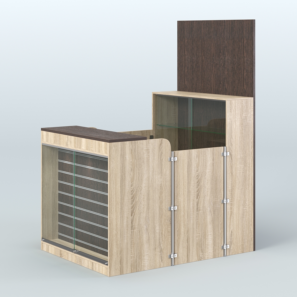 Мини павильон для торговли с застекленной фасадной эко-панелью СЛОТ №4 (2 кв.м) Дуб Сонома + Дуб Венге