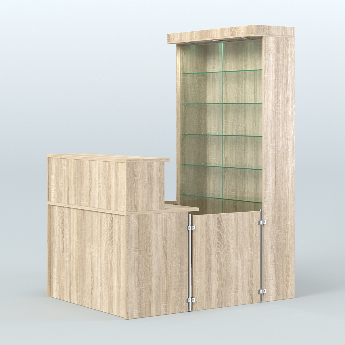 Бюджетный мини павильон с витриной для торговли с СЛОТ №5 (2 кв.м) Дуб сонома