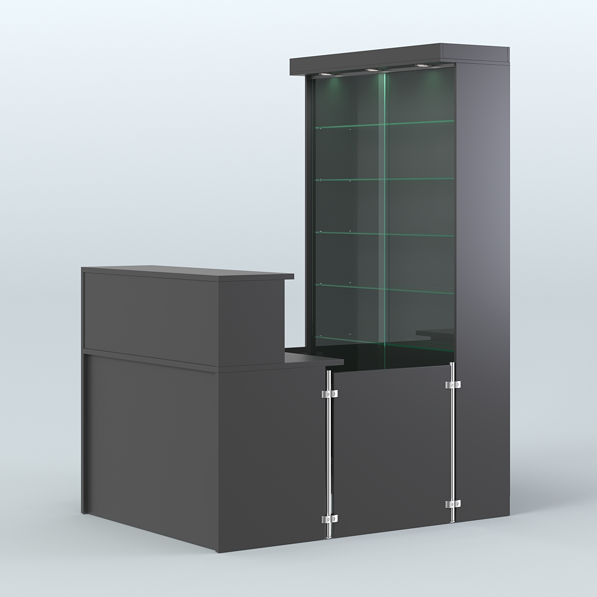 Бюджетный мини павильон с витриной для торговли с СЛОТ №5 (2 кв.м) Черный