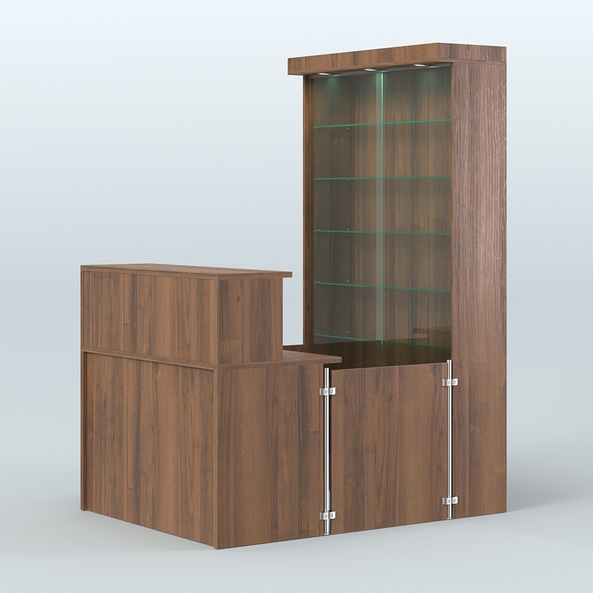 Бюджетный мини павильон с витриной для торговли с СЛОТ №5 (2 кв.м) Орех