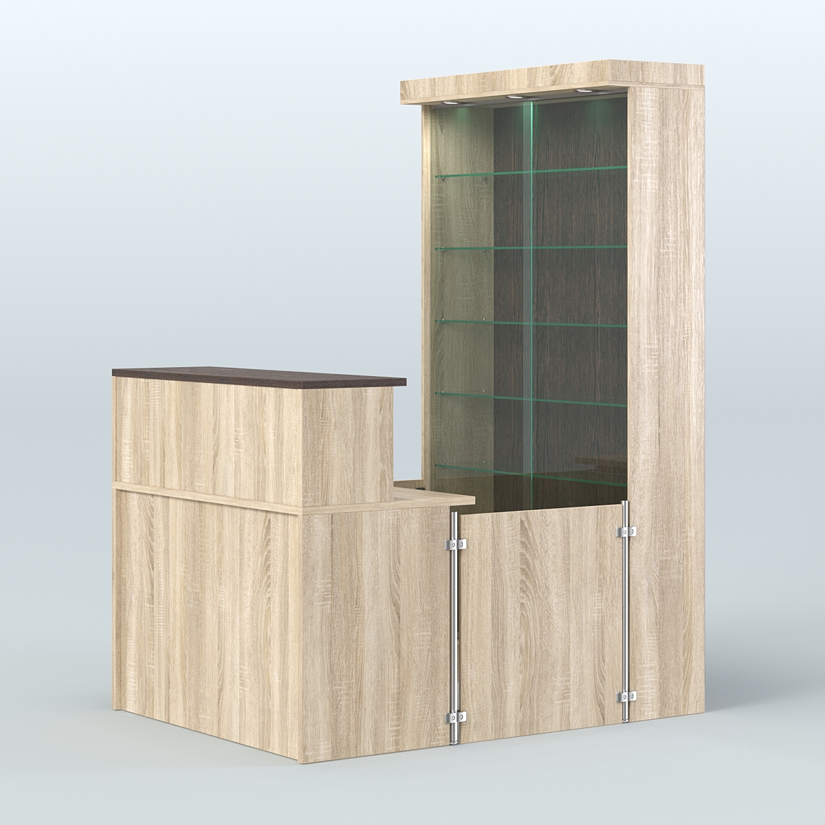 Бюджетный мини павильон с витриной для торговли с СЛОТ №5 (2 кв.м) Дуб Сонома + Дуб Венге