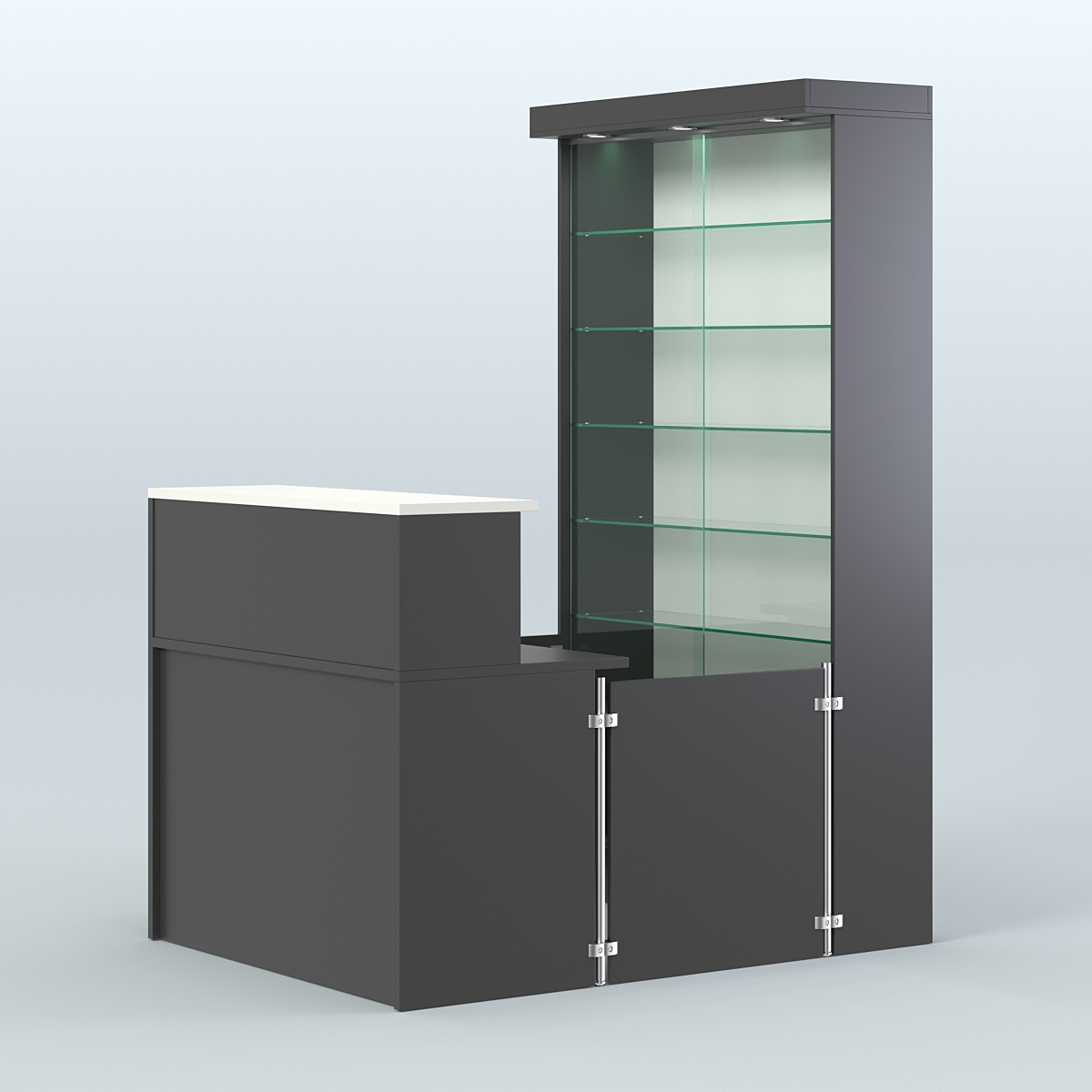 Бюджетный мини павильон с витриной для торговли с СЛОТ №5 (2 кв.м) Черный + Белый