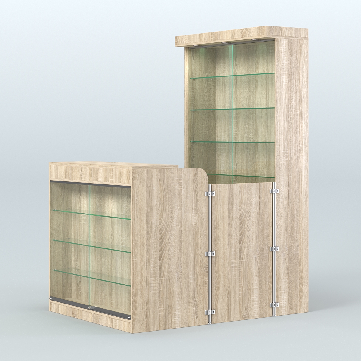 Мини павильон для торговли с застекленным фасадом и витриной СЛОТ №6 (2 кв.м) Дуб сонома