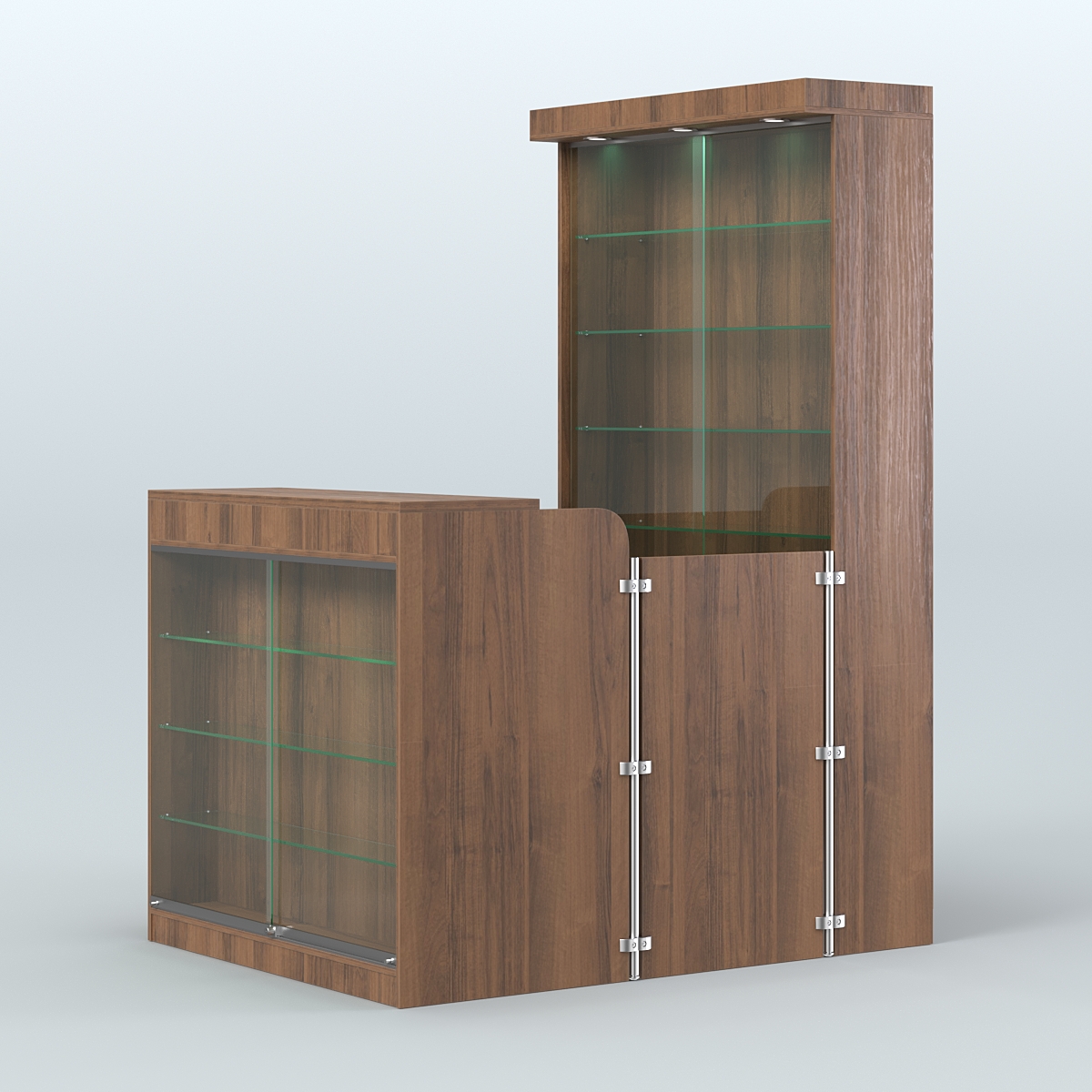 Мини павильон для торговли с застекленным фасадом и витриной СЛОТ №6 (2 кв.м) Орех