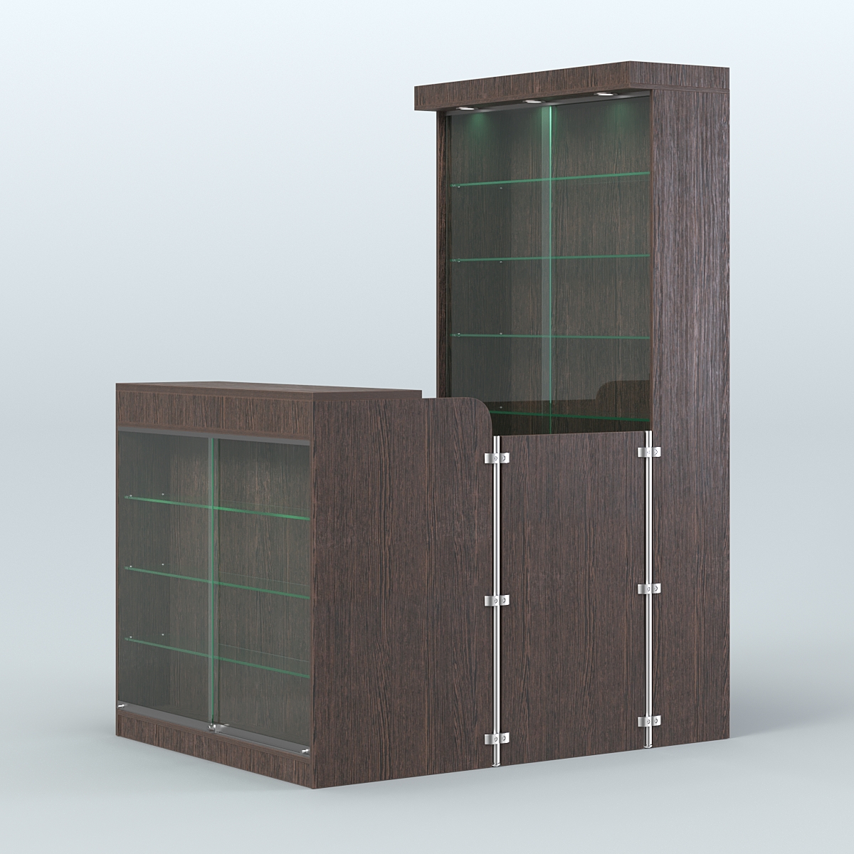 Мини павильон для торговли с застекленным фасадом и витриной СЛОТ №6 (2 кв.м) Дуб Венге