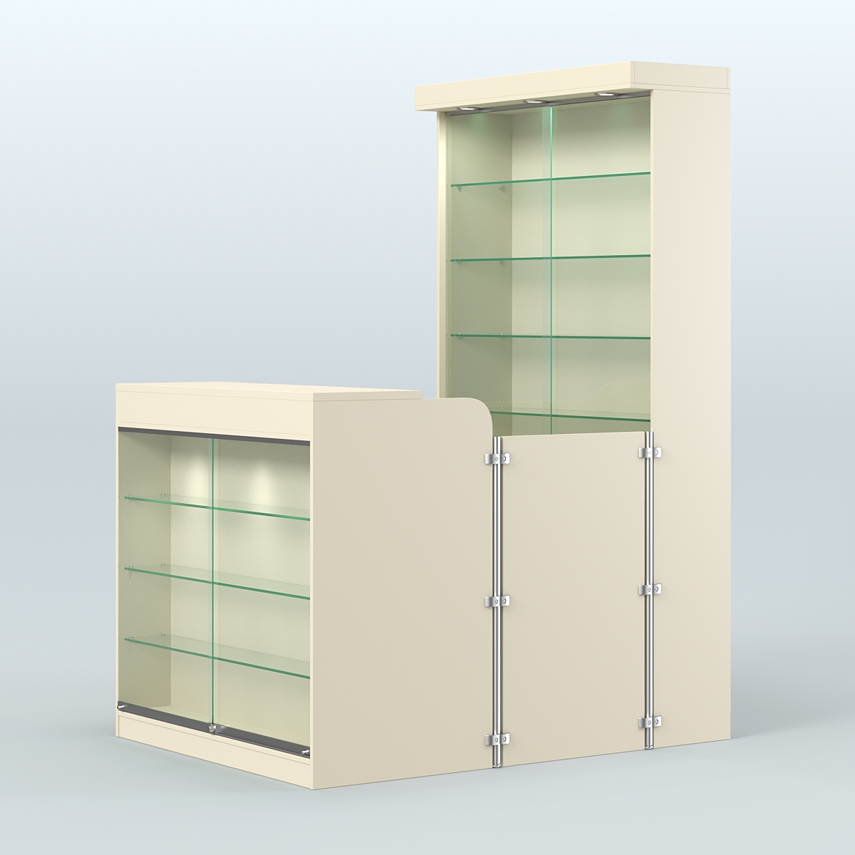 Мини павильон для торговли с застекленным фасадом и витриной СЛОТ №6 (2 кв.м) Крем Вайс