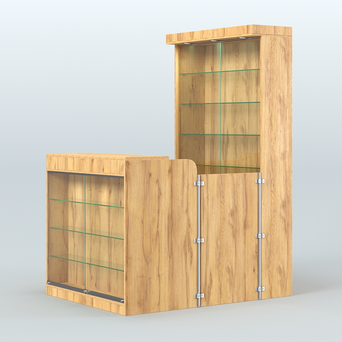 Мини павильон для торговли с застекленным фасадом и витриной СЛОТ №6 (2 кв.м) Дуб Золотистый