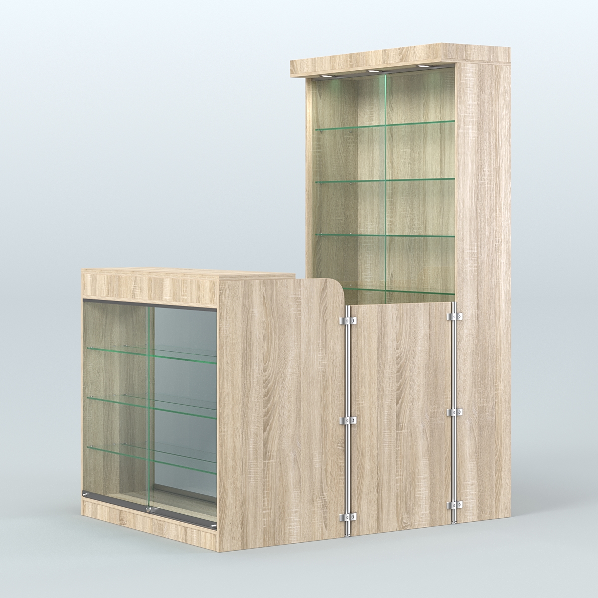 Мини павильон для торговли с верхней подсветкой СЛОТ №7 (2 кв.м) Дуб сонома