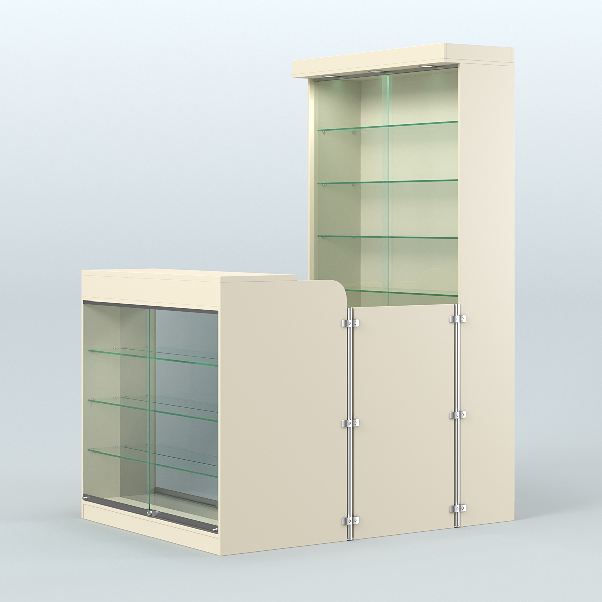 Мини павильон для торговли с верхней подсветкой СЛОТ №7 (2 кв.м) Крем Вайс