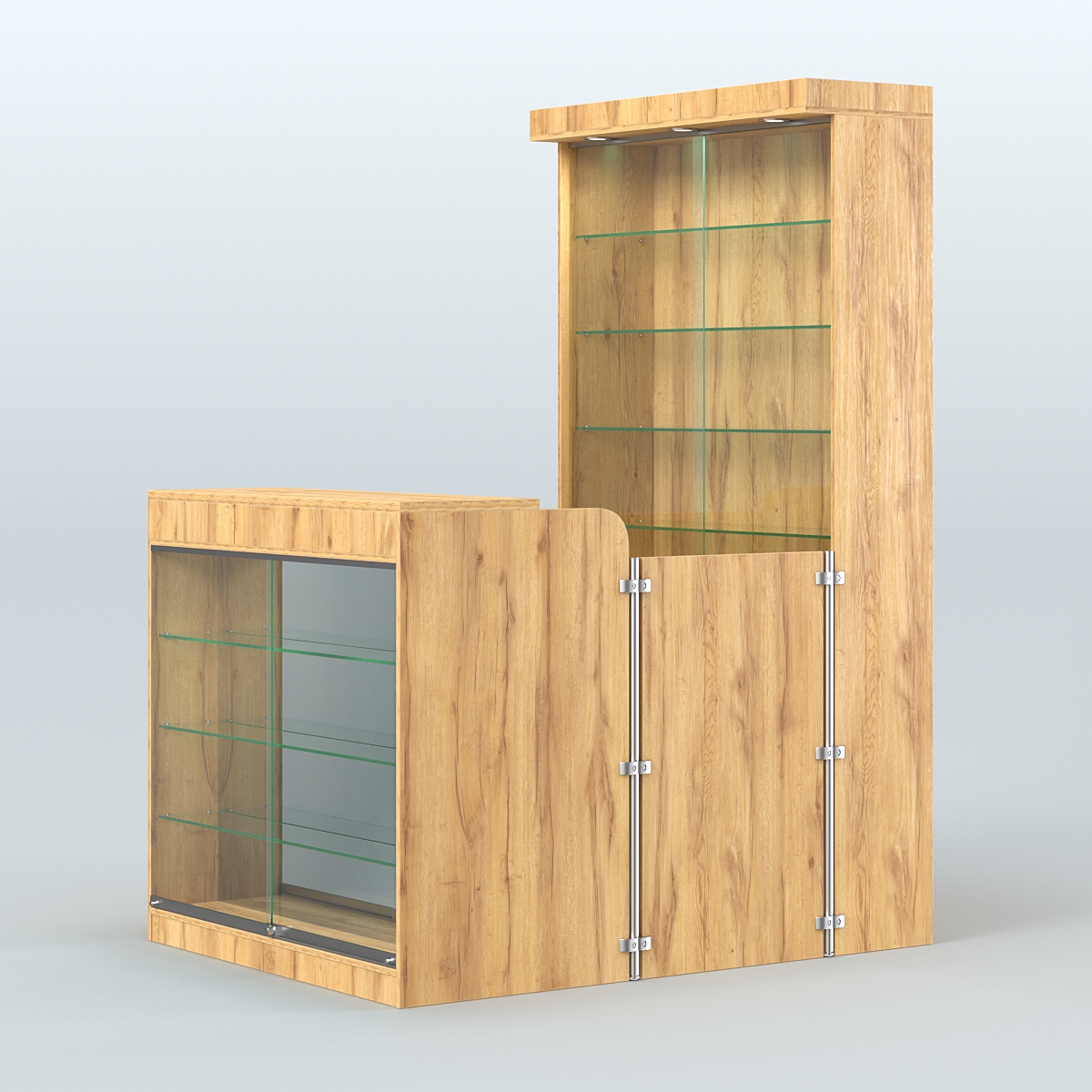 Мини павильон для торговли с верхней подсветкой СЛОТ №7 (2 кв.м) Дуб Золотистый