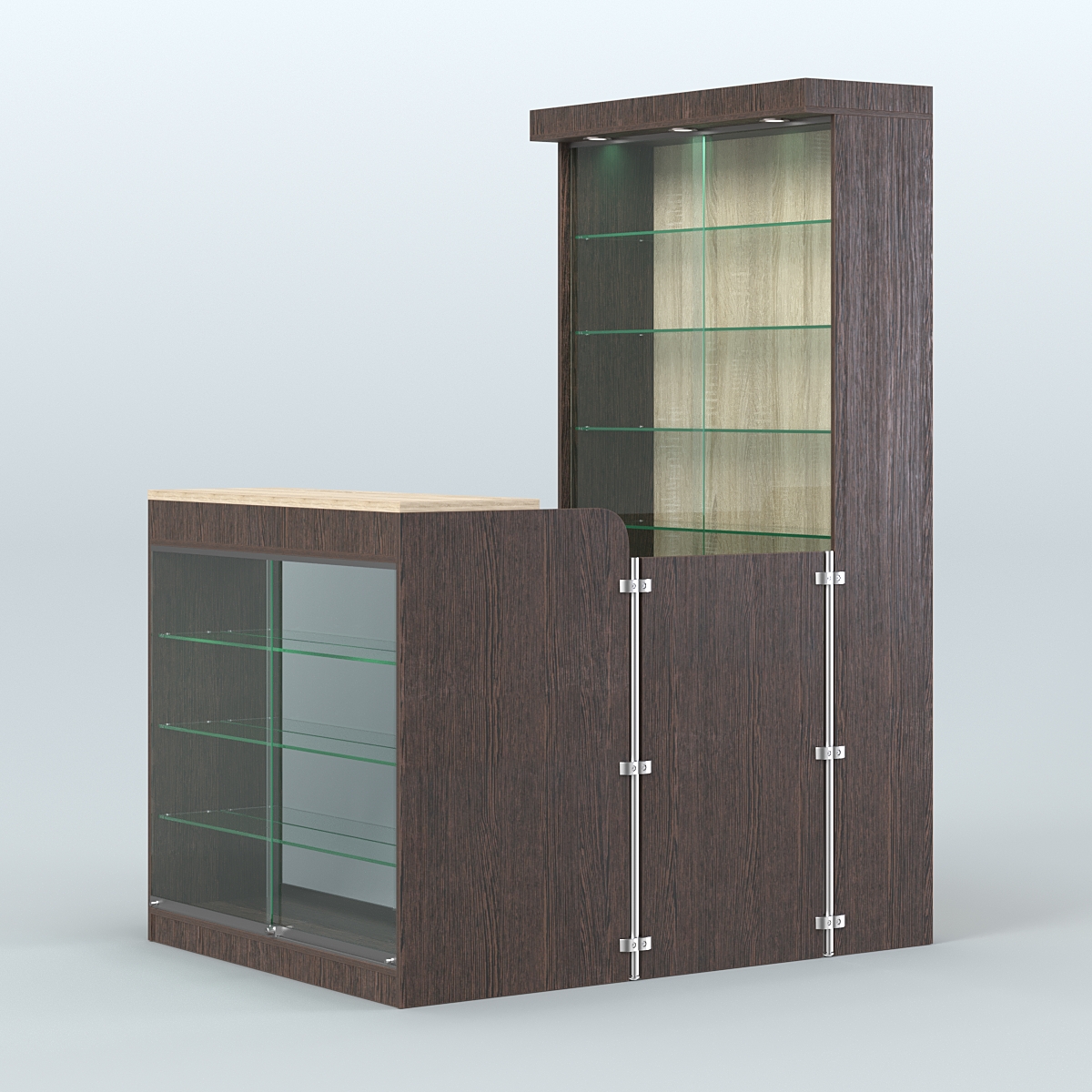 Мини павильон для торговли с верхней подсветкой СЛОТ №7 (2 кв.м) Дуб Венге и Дуб Сонома