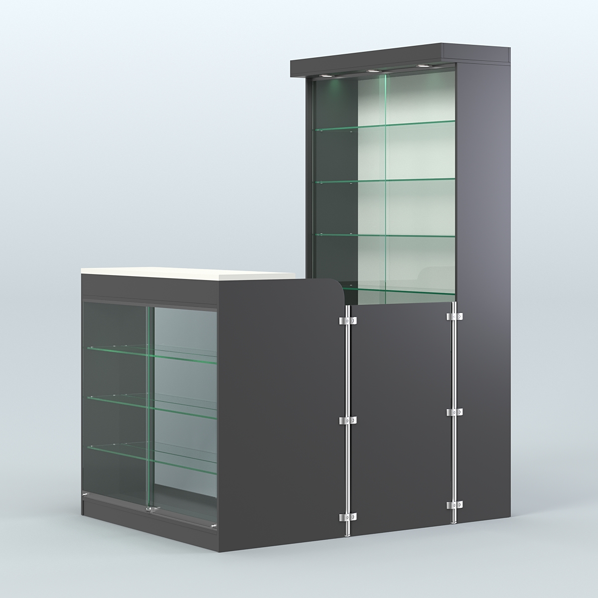 Мини павильон для торговли с верхней подсветкой СЛОТ №7 (2 кв.м) Черный + Белый