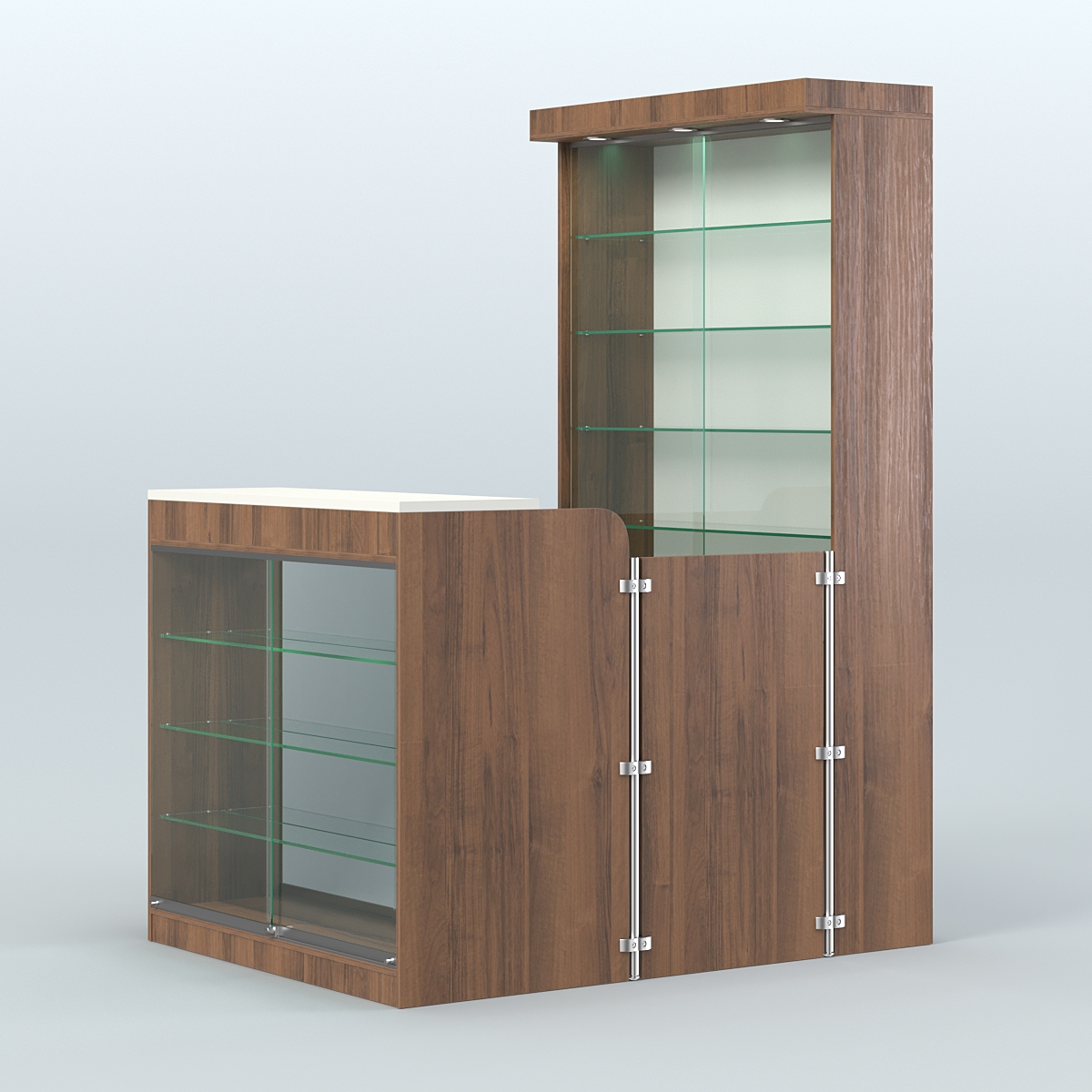 Мини павильон для торговли с верхней подсветкой СЛОТ №7 (2 кв.м) Орех + Белый