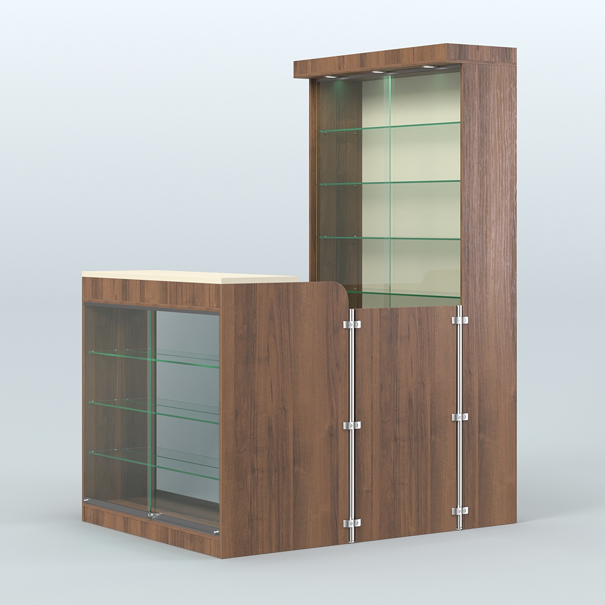 Мини павильон для торговли с верхней подсветкой СЛОТ №7 (2 кв.м) Орех + Крем Вайс