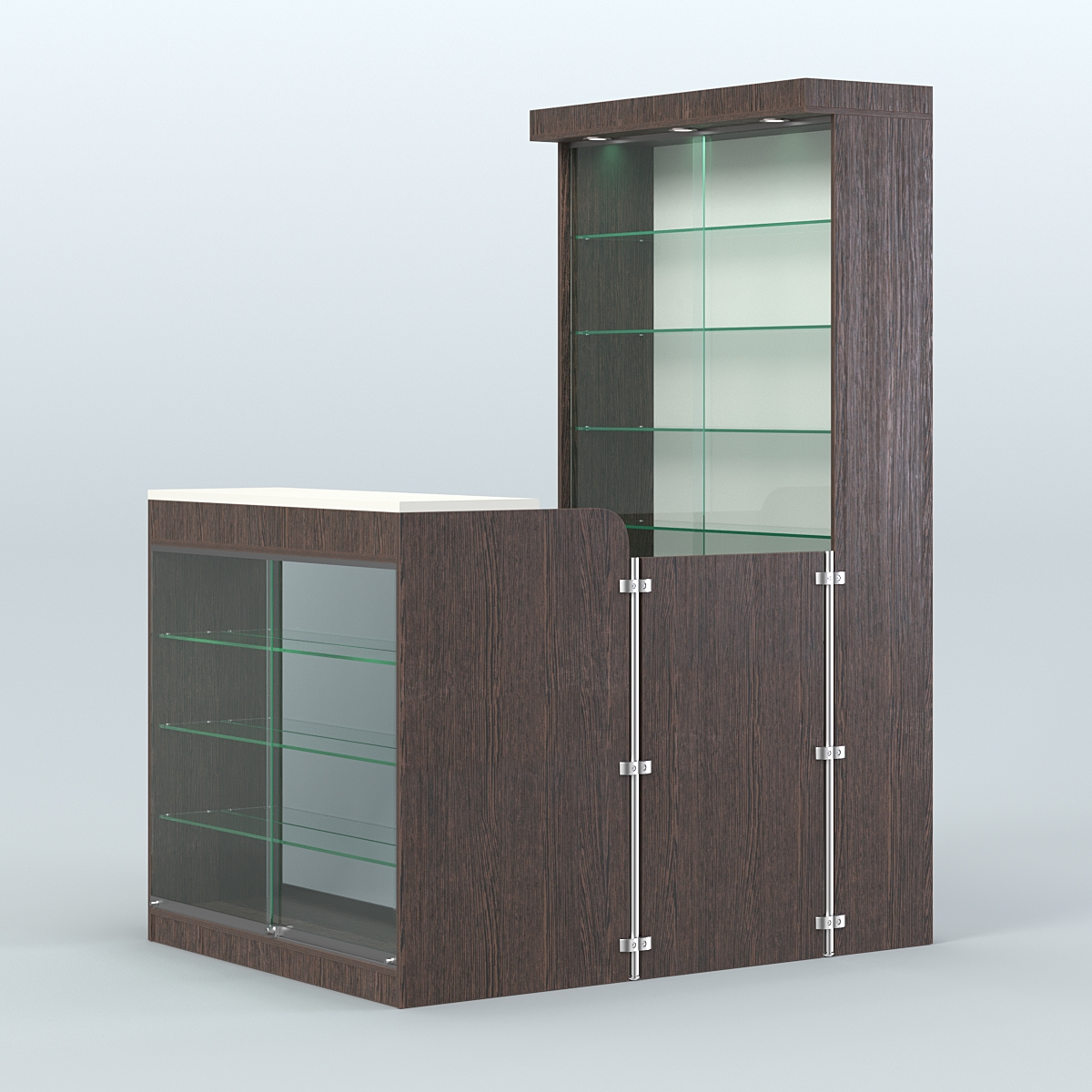 Мини павильон для торговли с верхней подсветкой СЛОТ №7 (2 кв.м) Дуб Венге + Белый