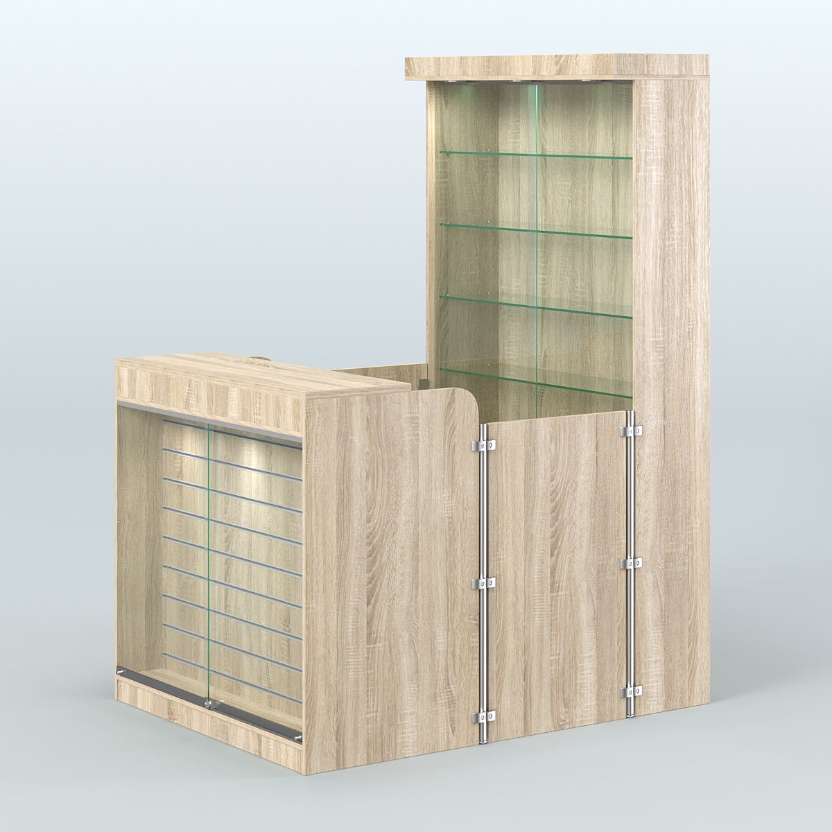 Мини павильон для торговли с эко-панелью и витриной СЛОТ №8 (2 кв.м) Дуб сонома