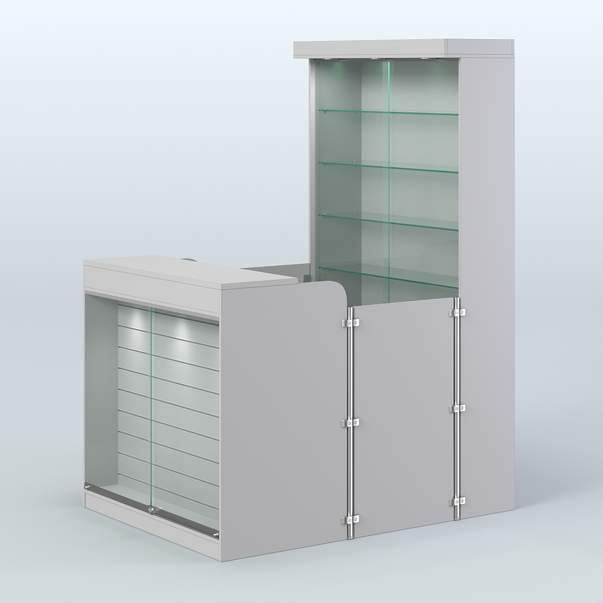 Мини павильон для торговли с эко-панелью и витриной СЛОТ №8 (2 кв.м) Серый