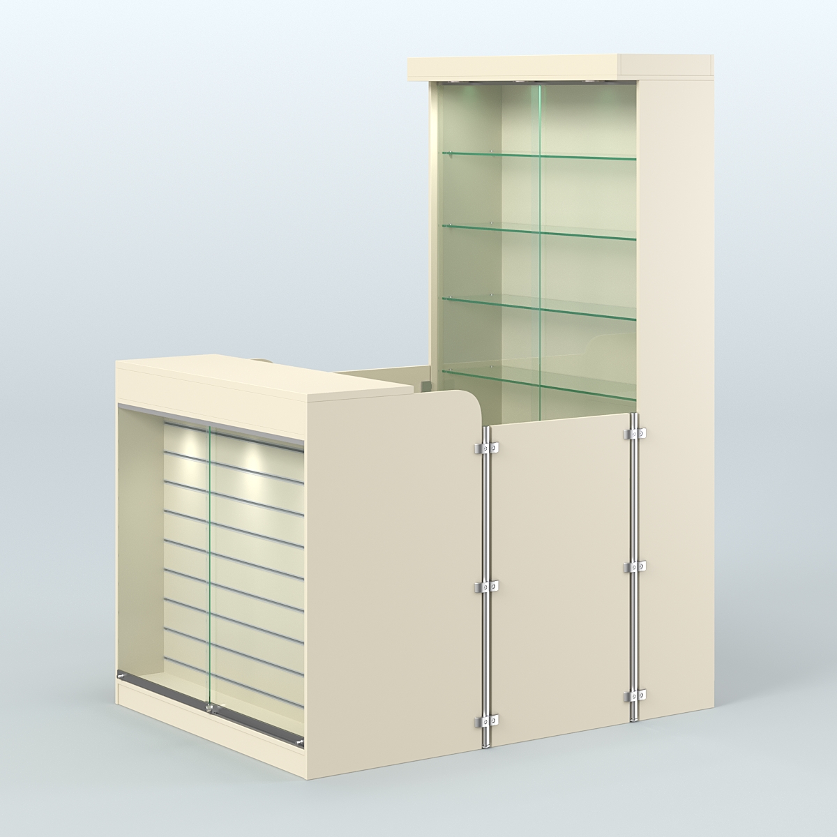 Мини павильон для торговли с эко-панелью и витриной СЛОТ №8 (2 кв.м) Крем Вайс