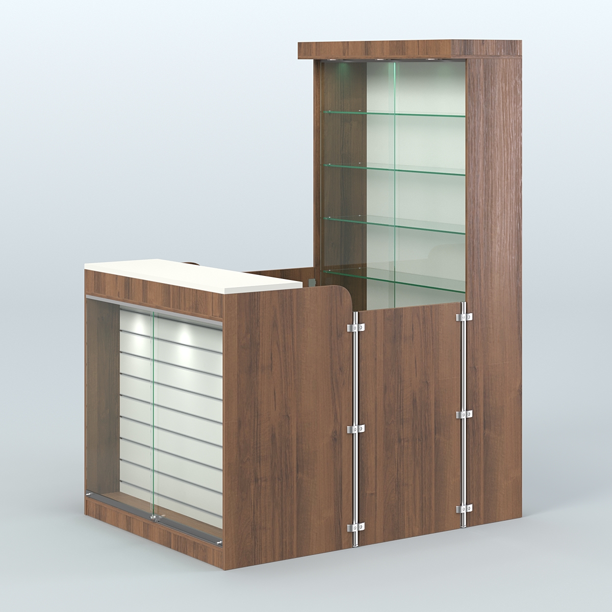 Мини павильон для торговли с эко-панелью и витриной СЛОТ №8 (2 кв.м) Орех + Белый