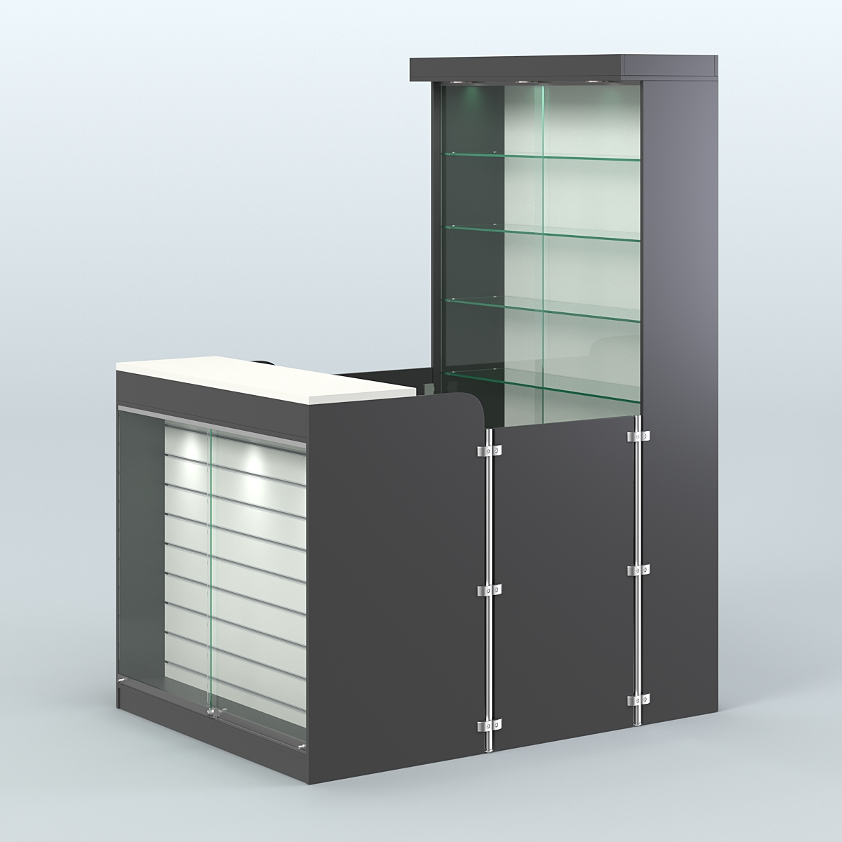 Мини павильон для торговли с эко-панелью и витриной СЛОТ №8 (2 кв.м) Черный + Белый