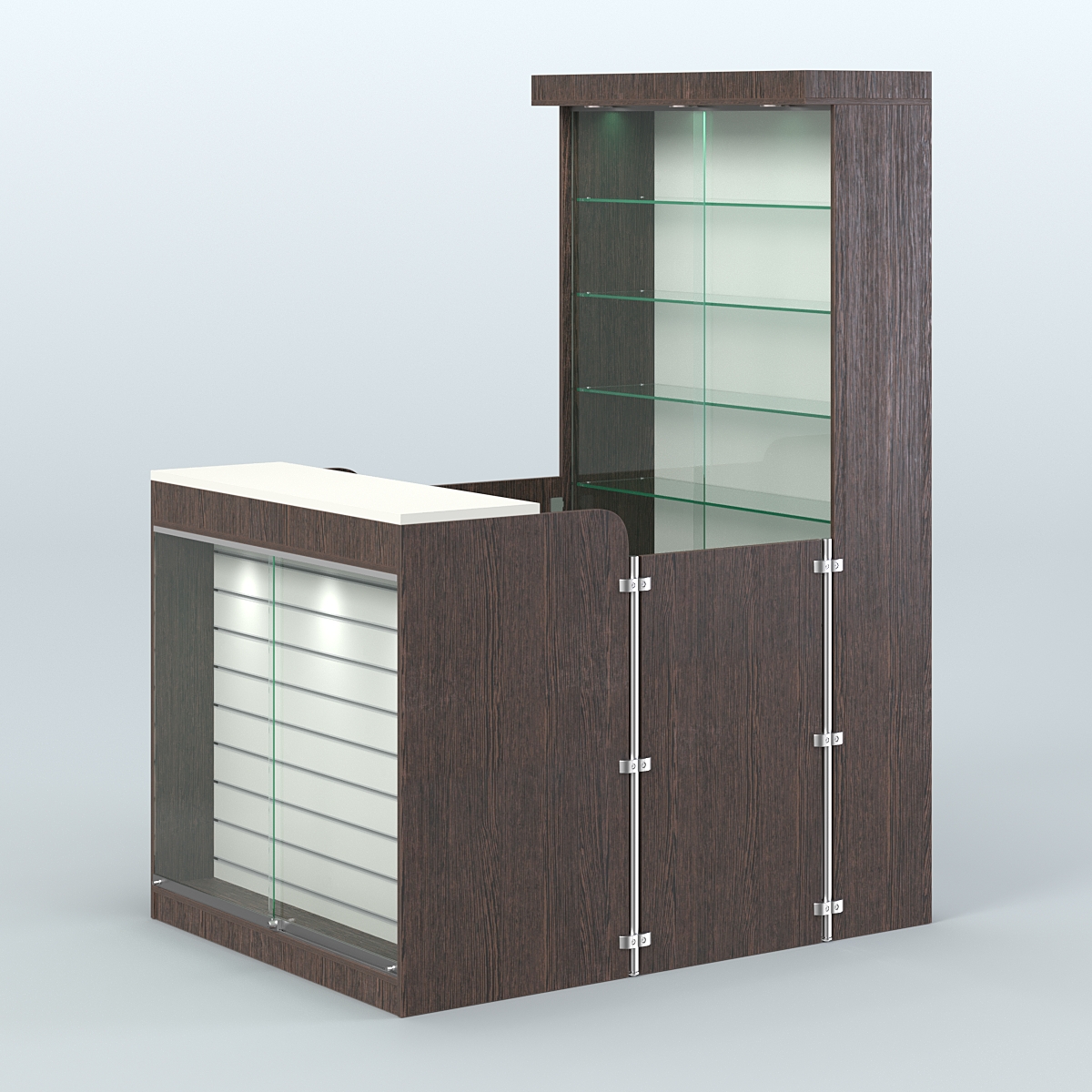 Мини павильон для торговли с эко-панелью и витриной СЛОТ №8 (2 кв.м) Дуб Венге + Белый