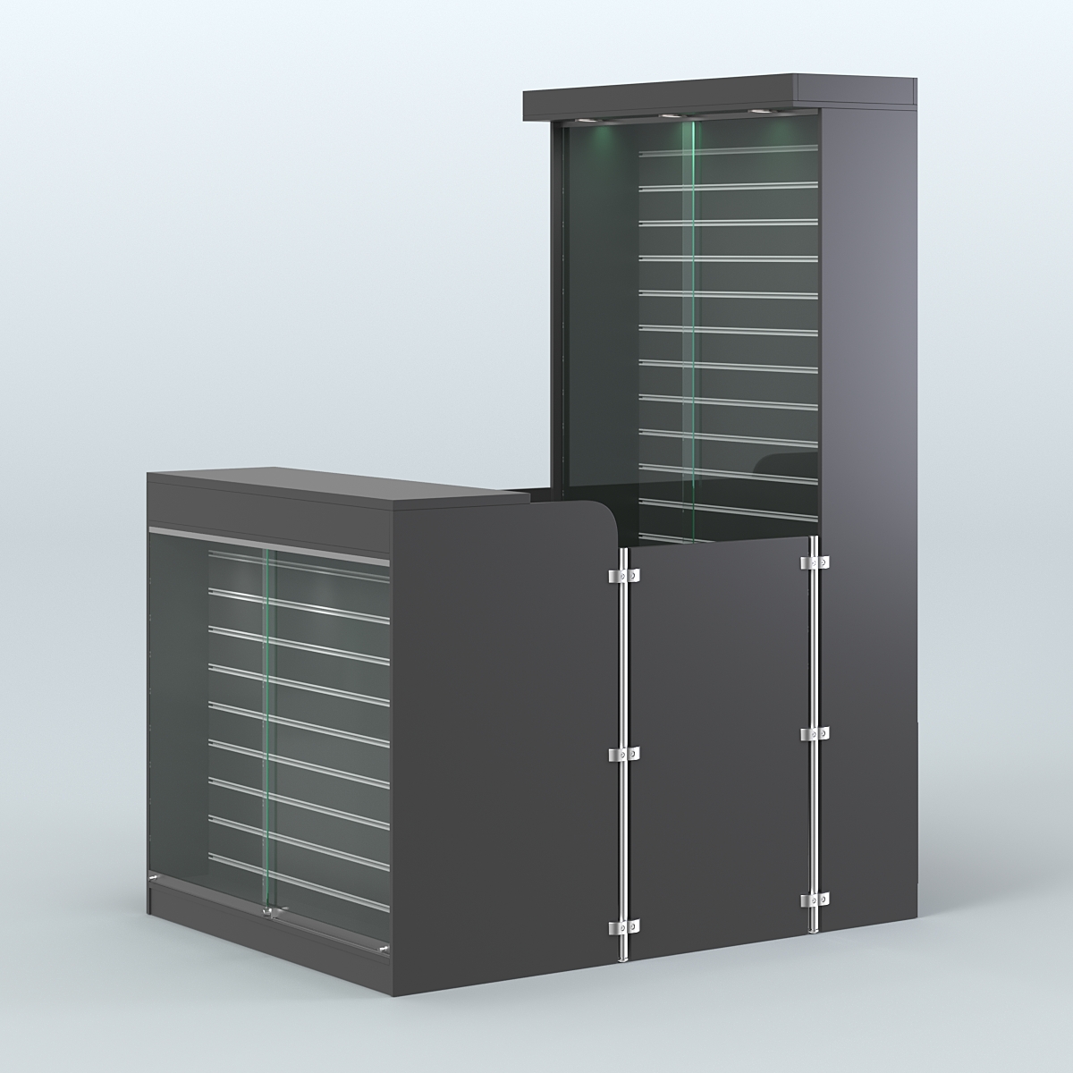 Мини павильон для торговли с большой застекленной эко-панелью СЛОТ №9 (2 кв.м) Черный