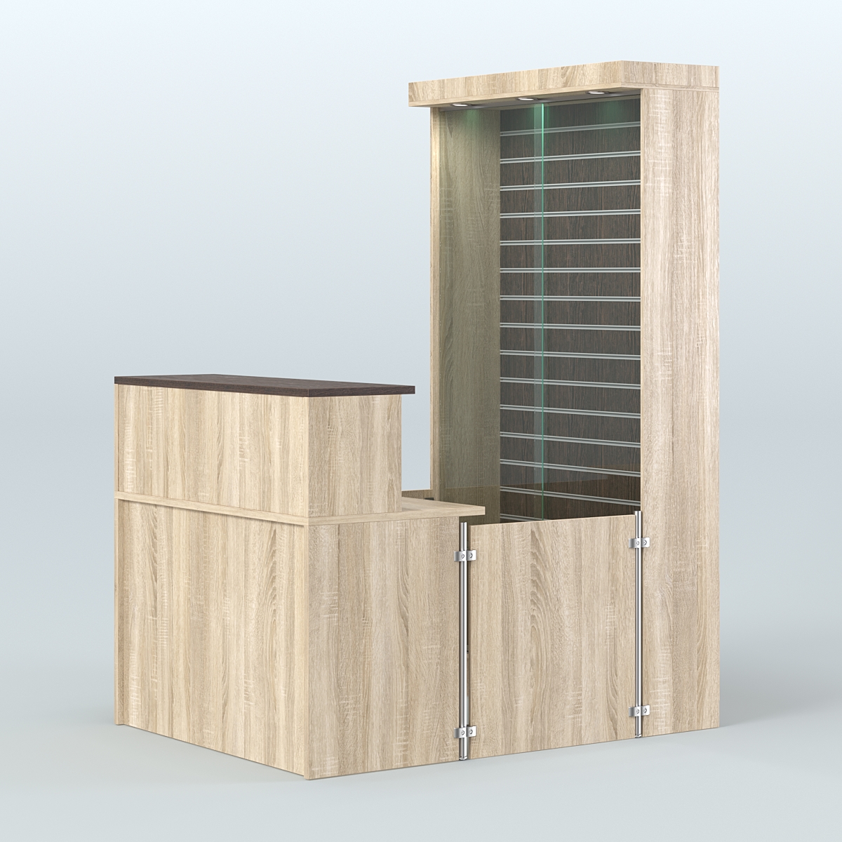 Мини павильон для торговли с большой застекленной эко-панелью СЛОТ №9 (2 кв.м) Дуб Сонома + Дуб Венге