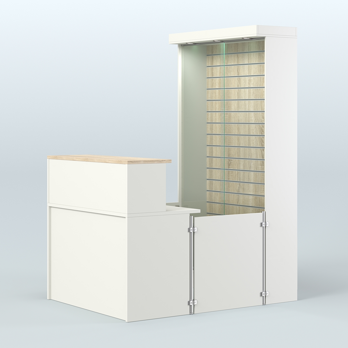 Мини павильон для торговли с большой застекленной эко-панелью СЛОТ №9 (2 кв.м) Белый + Дуб Сонома