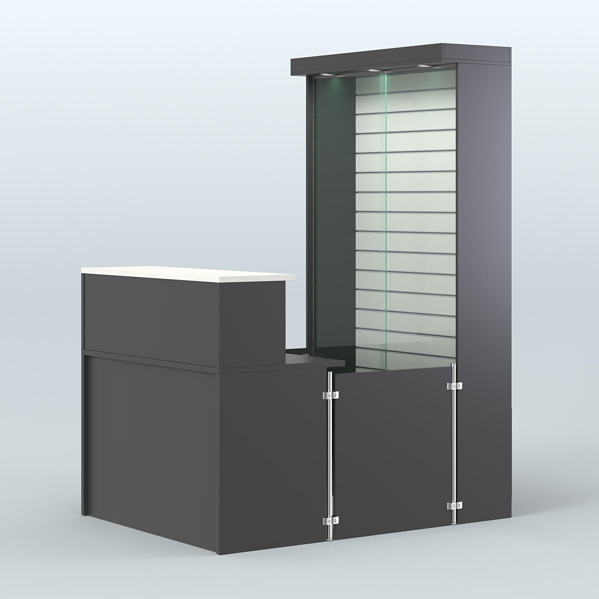 Мини павильон для торговли с большой застекленной эко-панелью СЛОТ №9 (2 кв.м) Черный + Белый