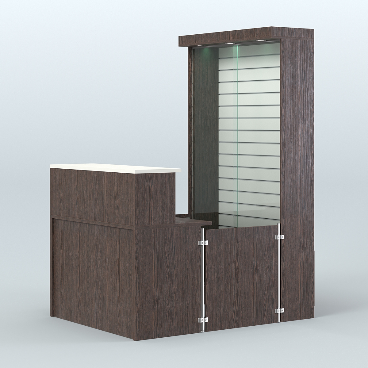 Мини павильон для торговли с большой застекленной эко-панелью СЛОТ №9 (2 кв.м) Дуб Венге + Белый