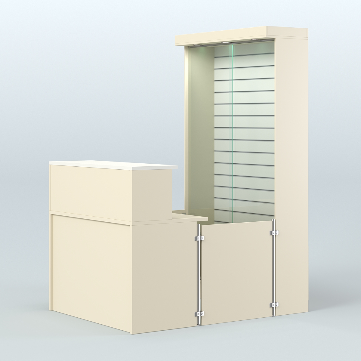 Мини павильон для торговли с большой застекленной эко-панелью СЛОТ №9 (2 кв.м) Крем Вайс + Белый