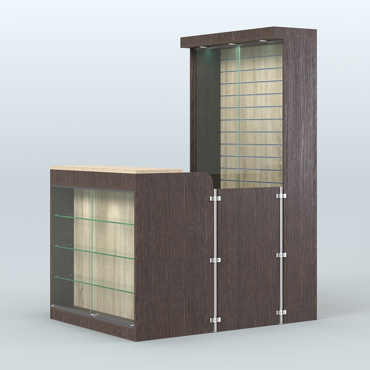 Мини павильон для торговли с эко-панелью под аксессуары СЛОТ №10 (2 кв.м) Дуб Венге и Дуб Сонома