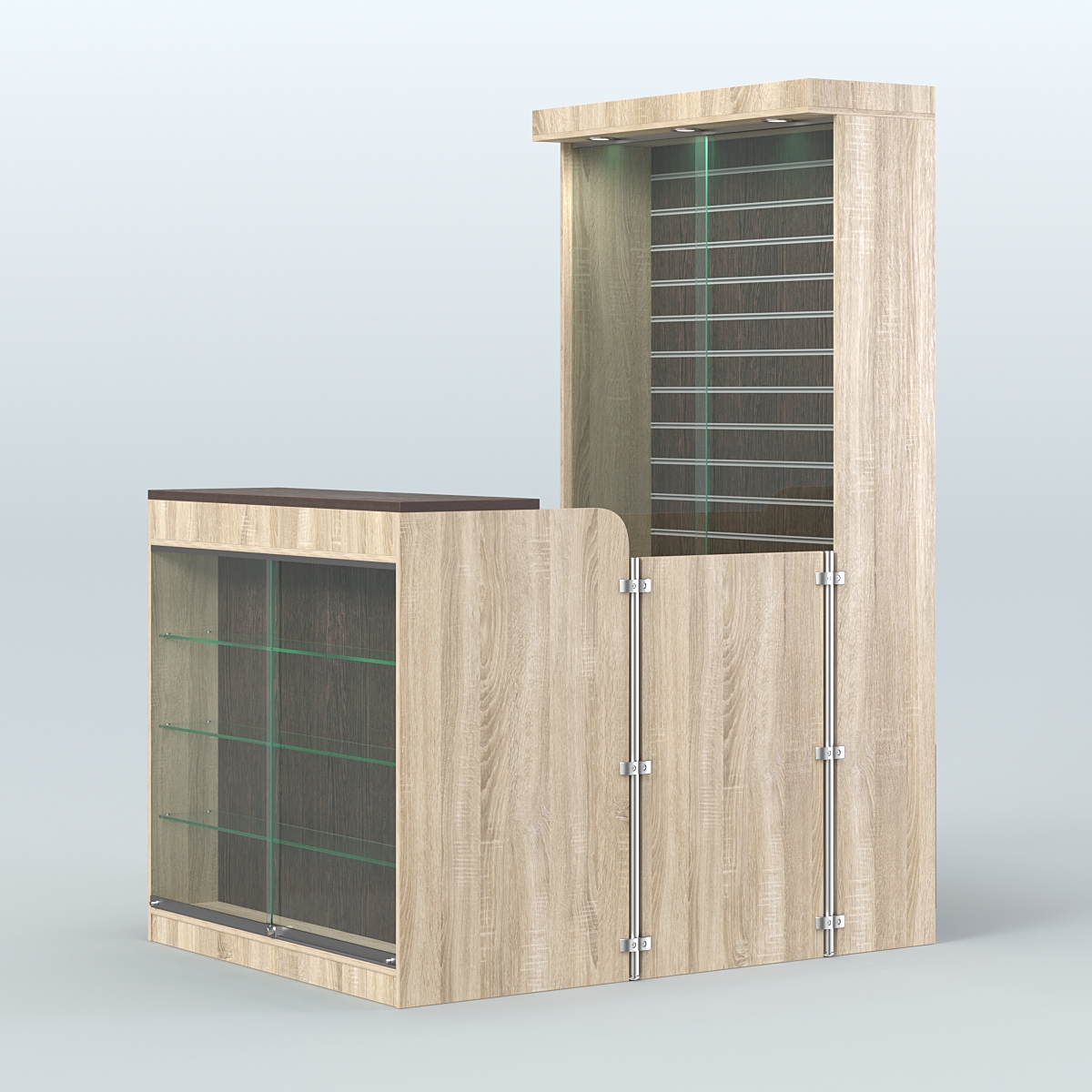 Мини павильон для торговли с эко-панелью под аксессуары СЛОТ №10 (2 кв.м) Дуб Сонома + Дуб Венге