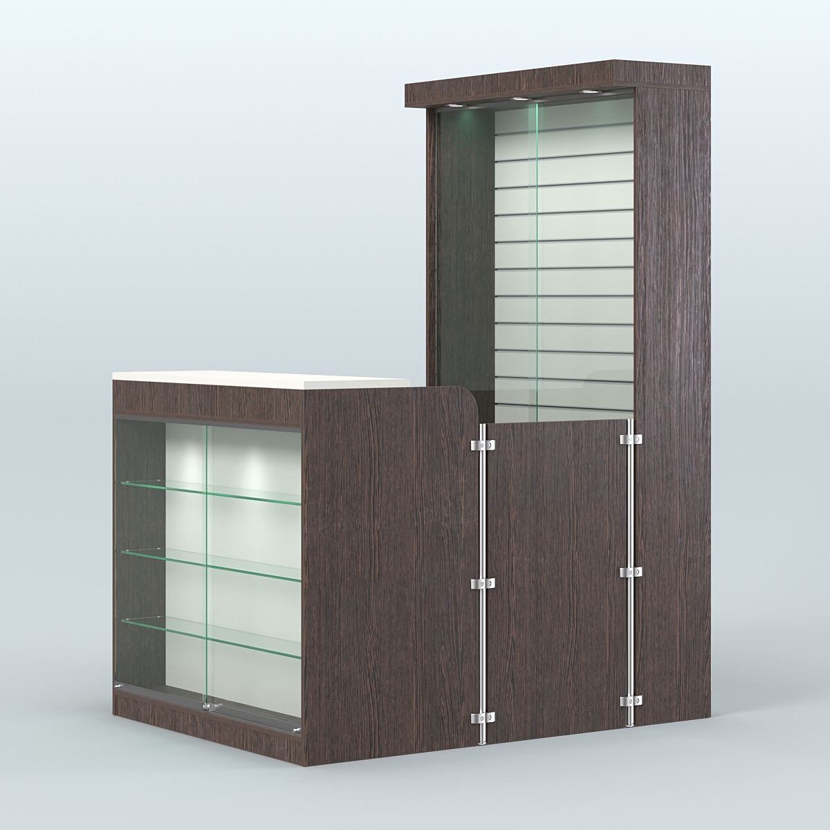 Мини павильон для торговли с эко-панелью под аксессуары СЛОТ №10 (2 кв.м) Дуб Венге + Белый