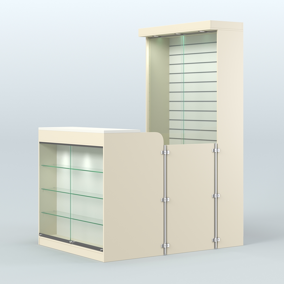 Мини павильон для торговли с эко-панелью под аксессуары СЛОТ №10 (2 кв.м) Крем Вайс + Белый