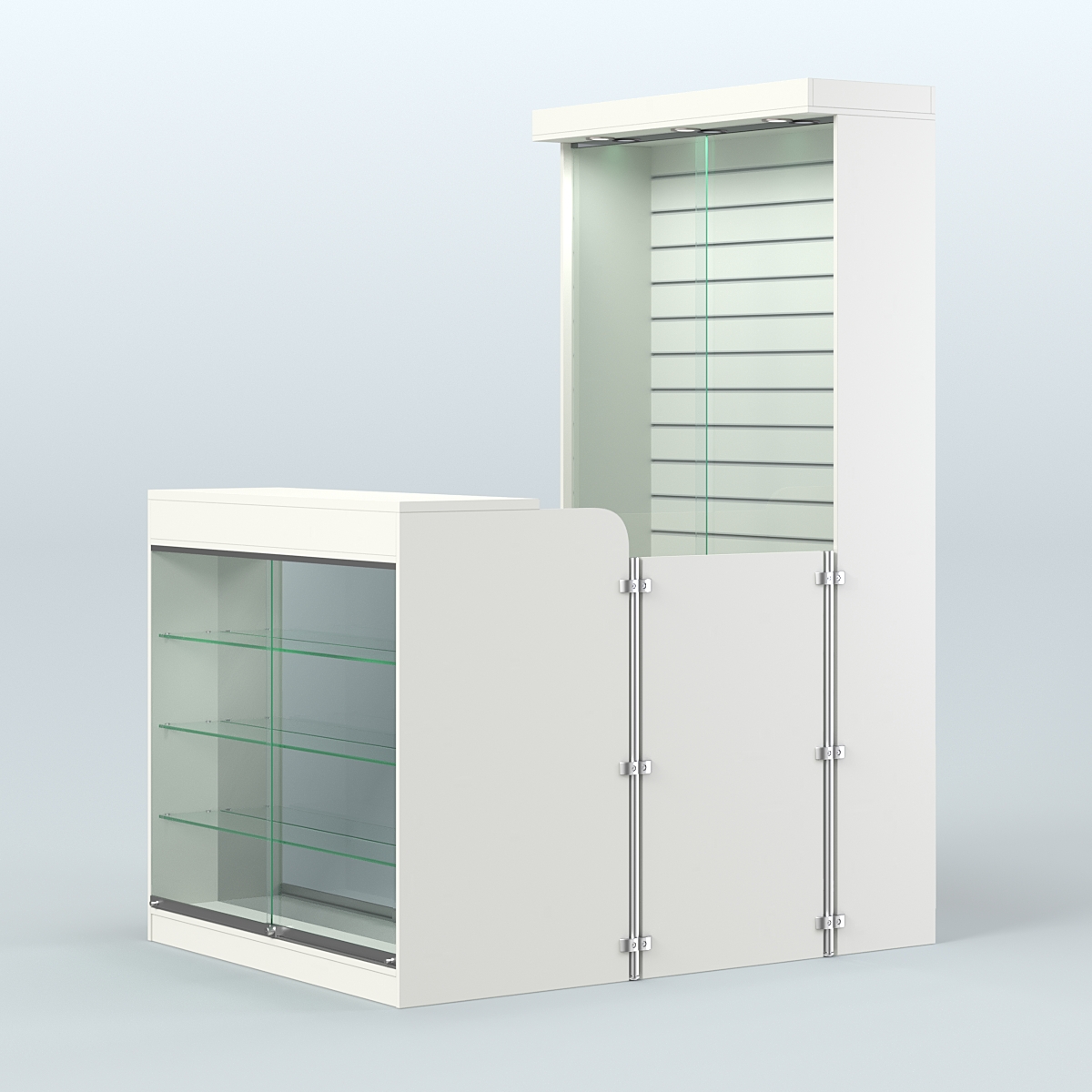 Мини павильон для торговли с фасадной витриной и задней эко-панелью СЛОТ №11 (2 кв.м) Белый