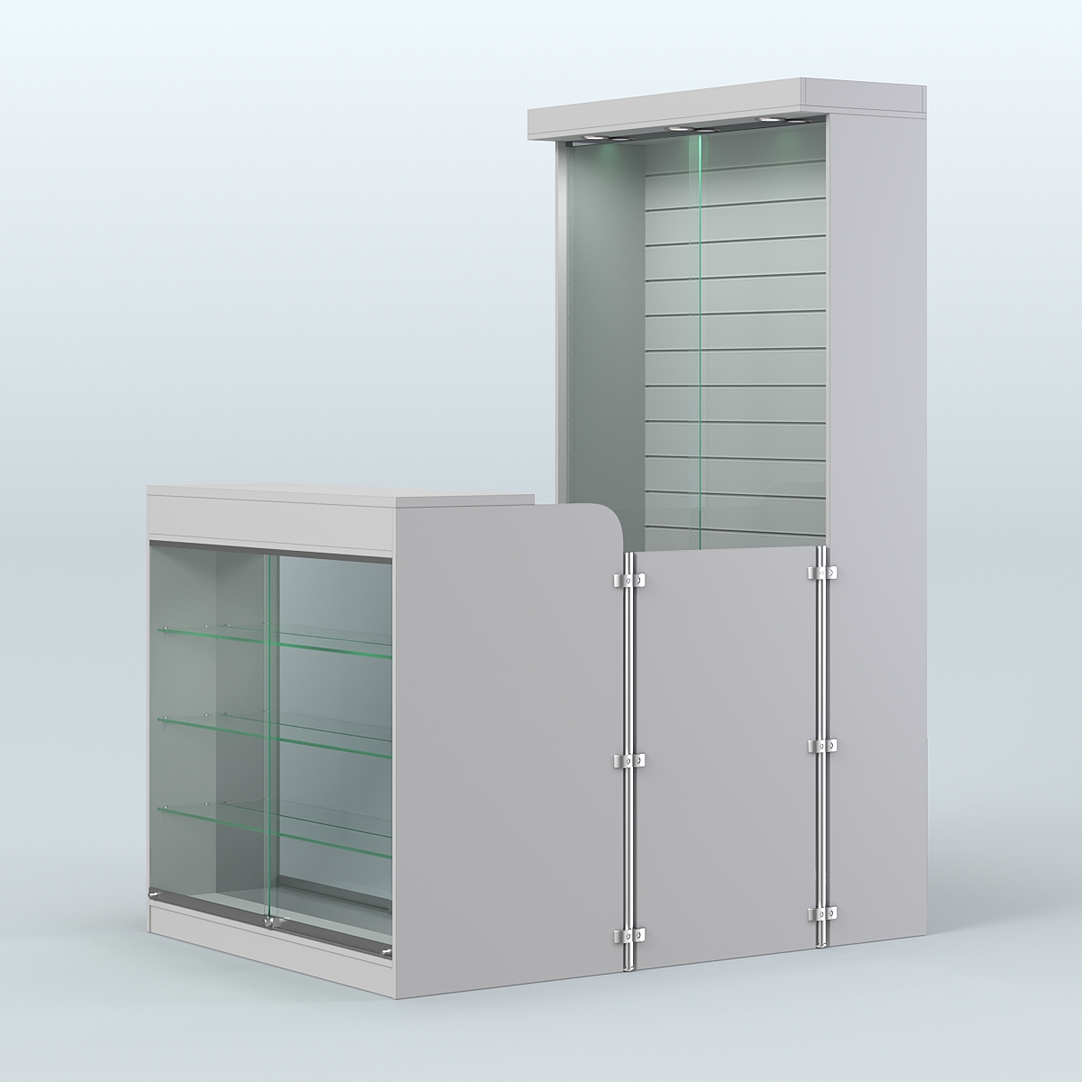 Мини павильон для торговли с фасадной витриной и задней эко-панелью СЛОТ №11 (2 кв.м) Серый