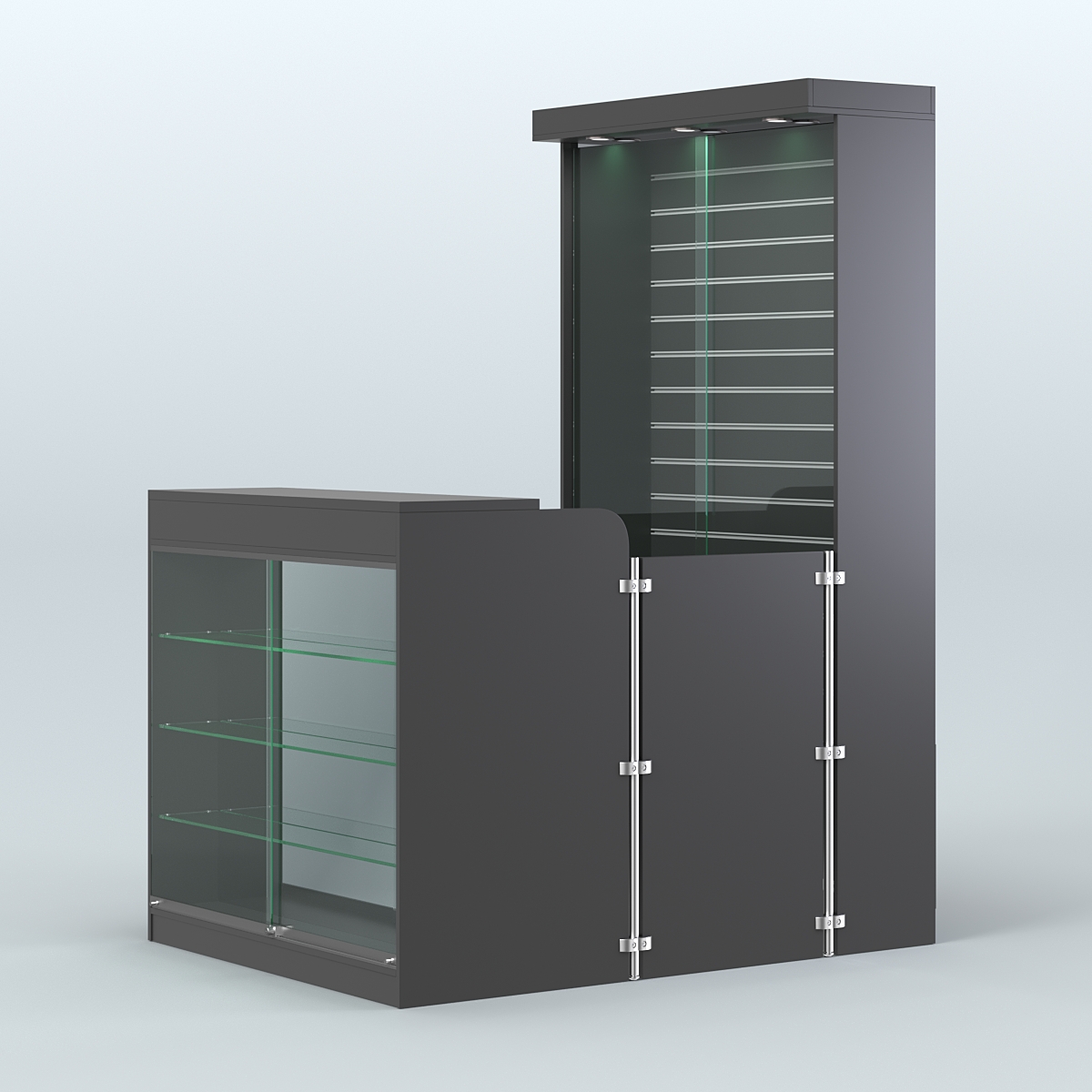 Мини павильон для торговли с фасадной витриной и задней эко-панелью СЛОТ №11 (2 кв.м) Черный