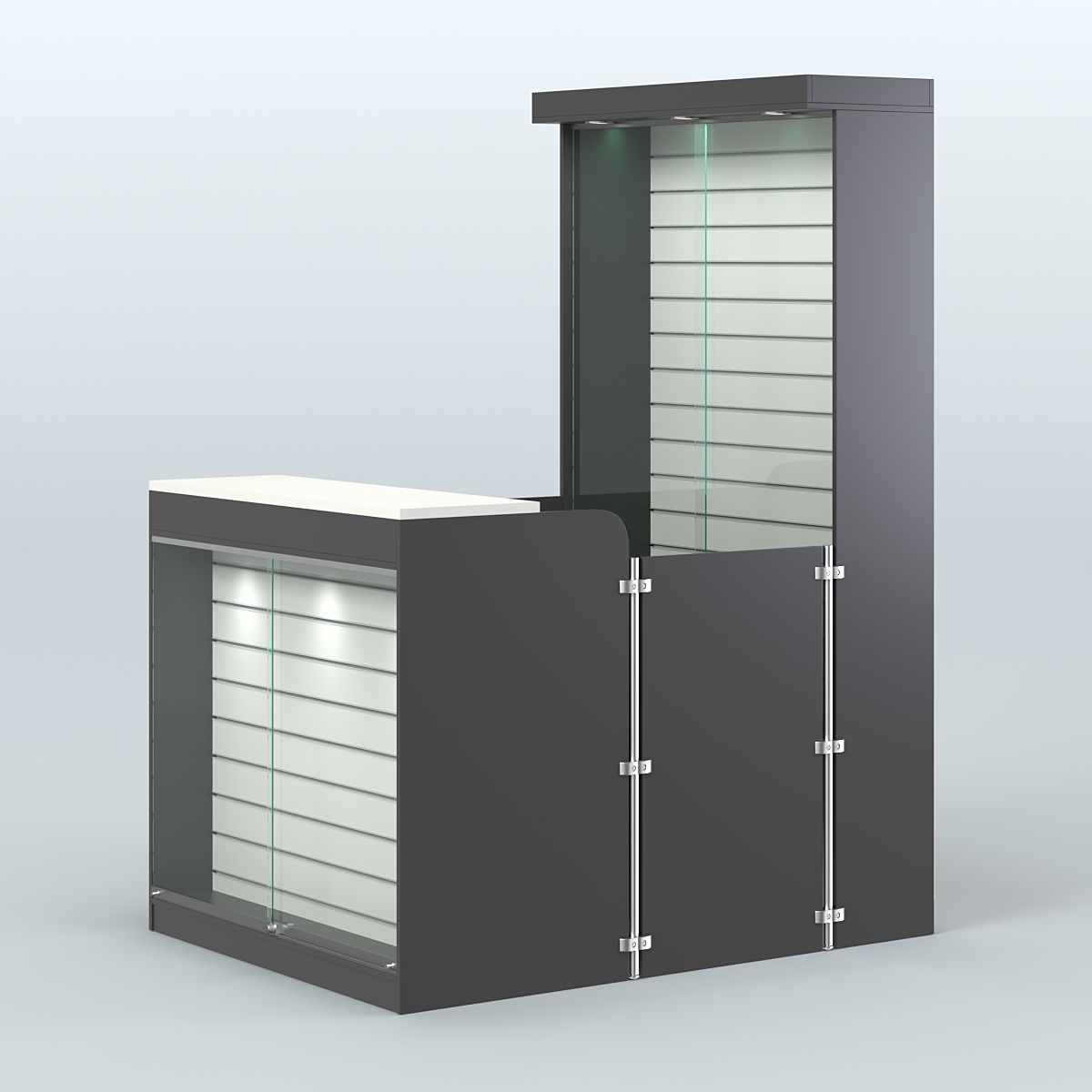 Мини павильон для торговли оборудованный эко-панелями СЛОТ №12 (2 кв.м) Черный + Белый