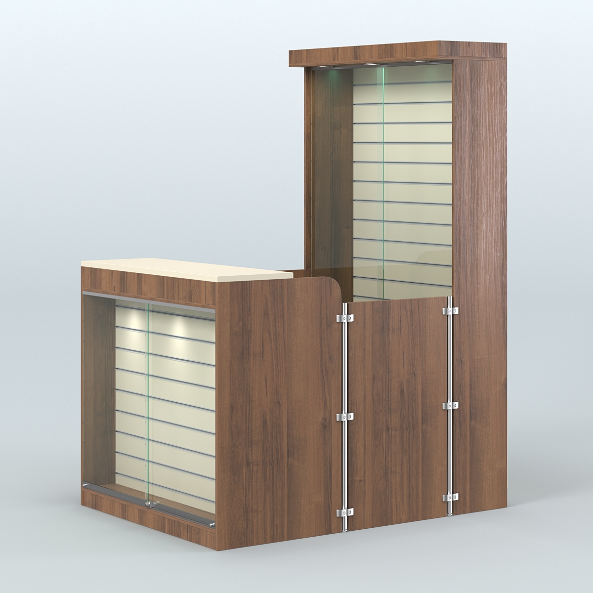 Мини павильон для торговли оборудованный эко-панелями СЛОТ №12 (2 кв.м) Орех + Крем Вайс