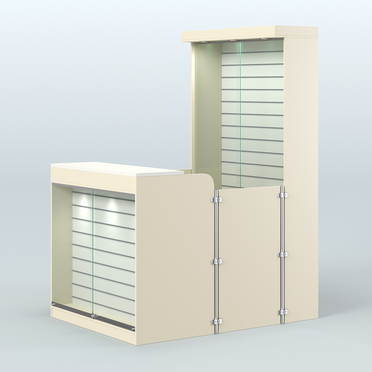 Мини павильон для торговли оборудованный эко-панелями СЛОТ №12 (2 кв.м) Крем Вайс + Белый