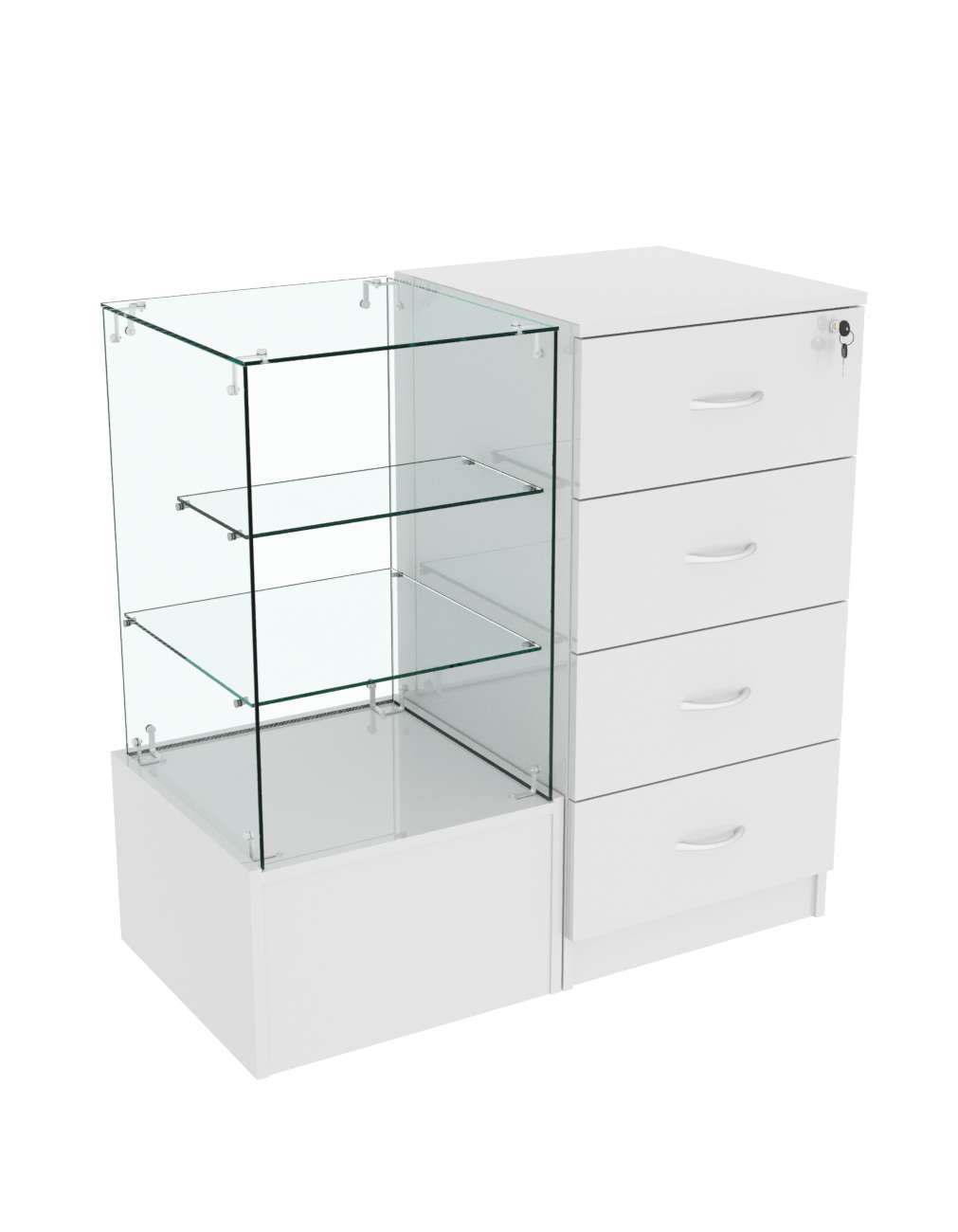 Прилавок двухсекционный Истра с двумя стеклянными полками №11+13 Серый