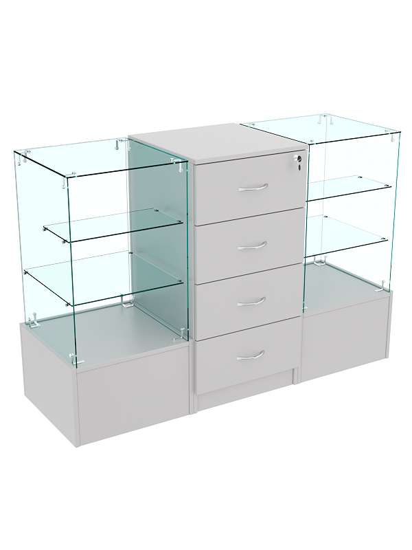 Прилавок Истра трёхсекционный на подиуме №11+13+11 Серый