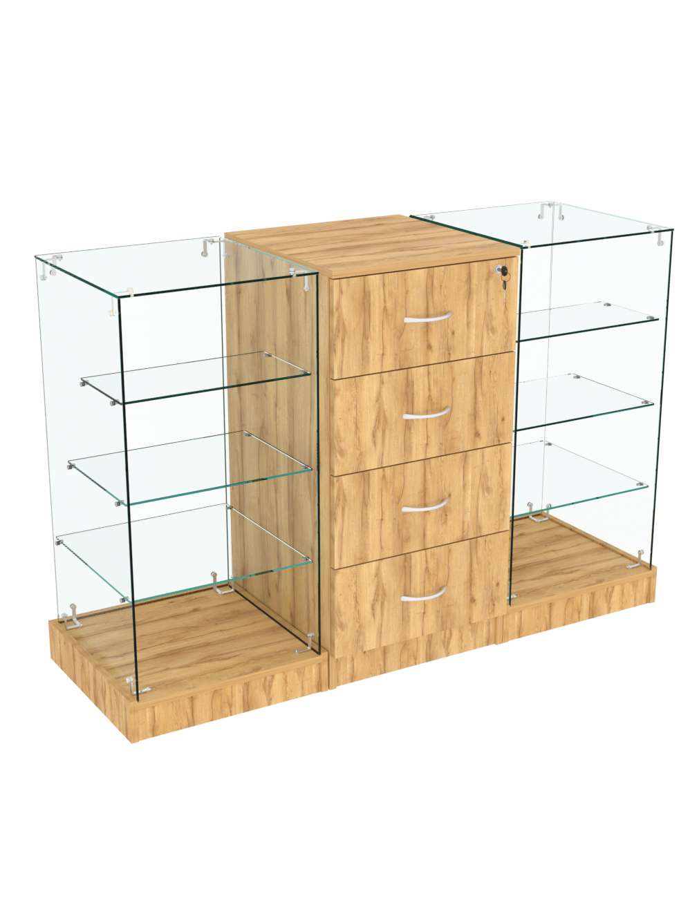 Прилавок Истра трёхсекционный на цоколе №12+13+12 Дуб Золотистый